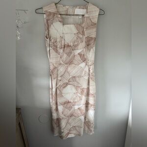 BOSS Hugo Boss 'Dokysina' Print Sleeveless Dress in White/ brown. Size US 0 EUC